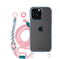 iPhone 16 Pro Max SKY BLUE TRANSPARENT CASE + KNOTTED CORD