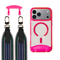 iPhone 17 Pro HOT PINK TRANSPARENT CASE + PATTERNED STRAP