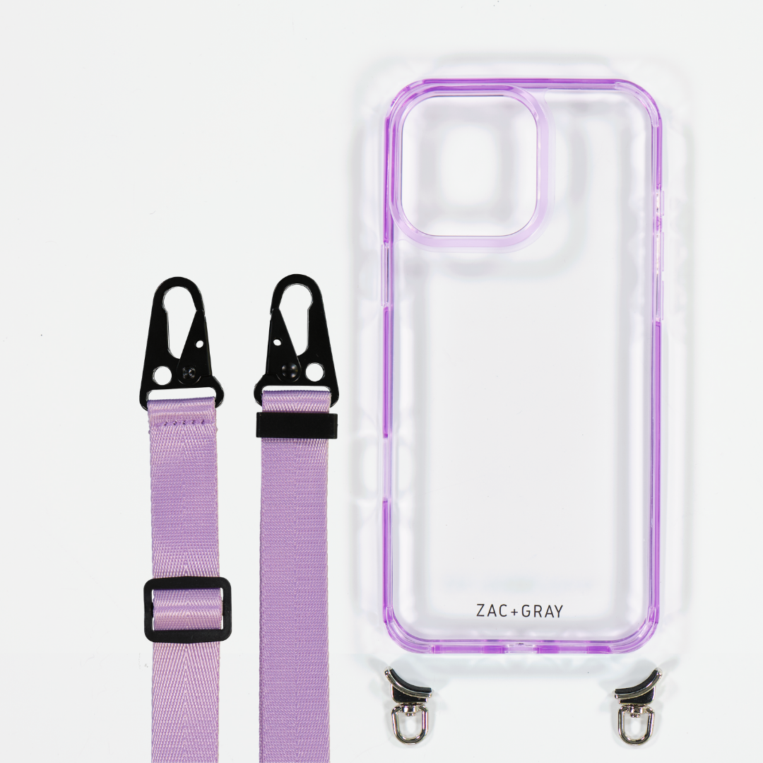 LAVENDER TRANSPARENT CASE WITH STRAP