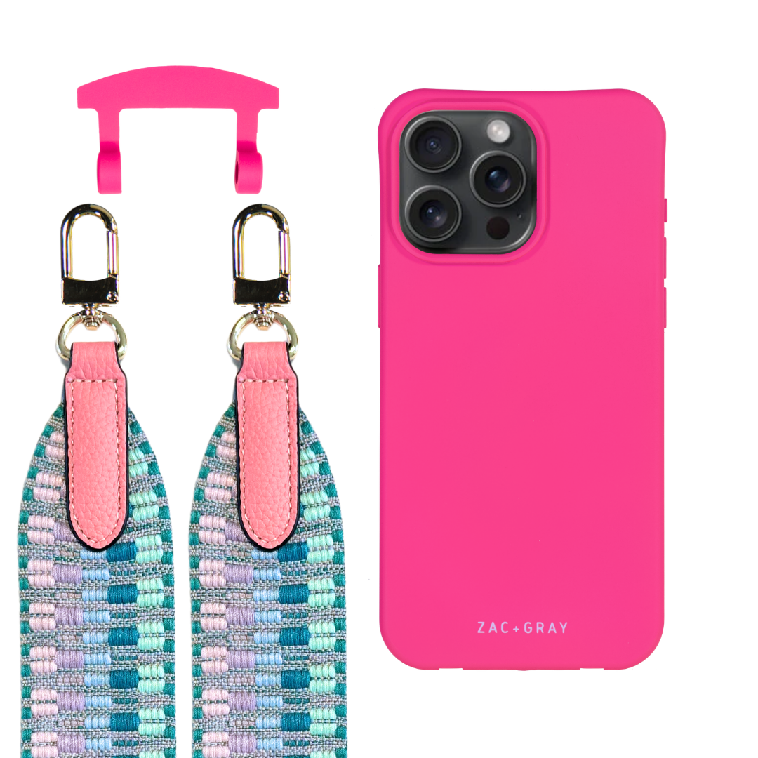 iPhone 12 Pro Max HOT PINK CASE + PATTERNED STRAP