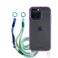 iPhone 14 Plus and 15 Plus LAVENDER TRANSPARENT CASE + KNOTTED CORD