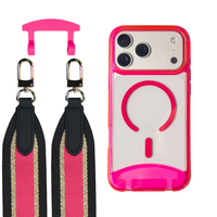 HOT PINK TRANSPARENT CASE + PATTERNED STRAP