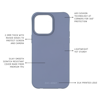 iPhone 15 Pro BLUE FOG CASE + MIDNIGHT BLACK STRAP