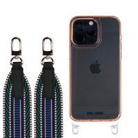 iPhone 16 Plus POWDER PINK TRANSPARENT CASE + PATTERNED STRAP