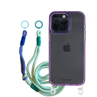 iPhone 14 Plus and 15 Plus LAVENDER TRANSPARENT CASE + KNOTTED CORD