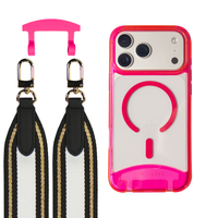 HOT PINK TRANSPARENT CASE + PATTERNED STRAP