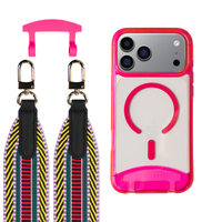 iPhone 17 Pro HOT PINK TRANSPARENT CASE + PATTERNED STRAP