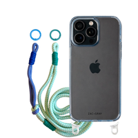 iPhone 16 Pro Max SKY BLUE TRANSPARENT CASE + KNOTTED CORD