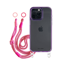 iPhone 14 Plus and 15 Plus LAVENDER TRANSPARENT CASE + KNOTTED CORD
