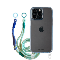 iPhone 16 Pro Max SKY BLUE TRANSPARENT CASE + KNOTTED CORD