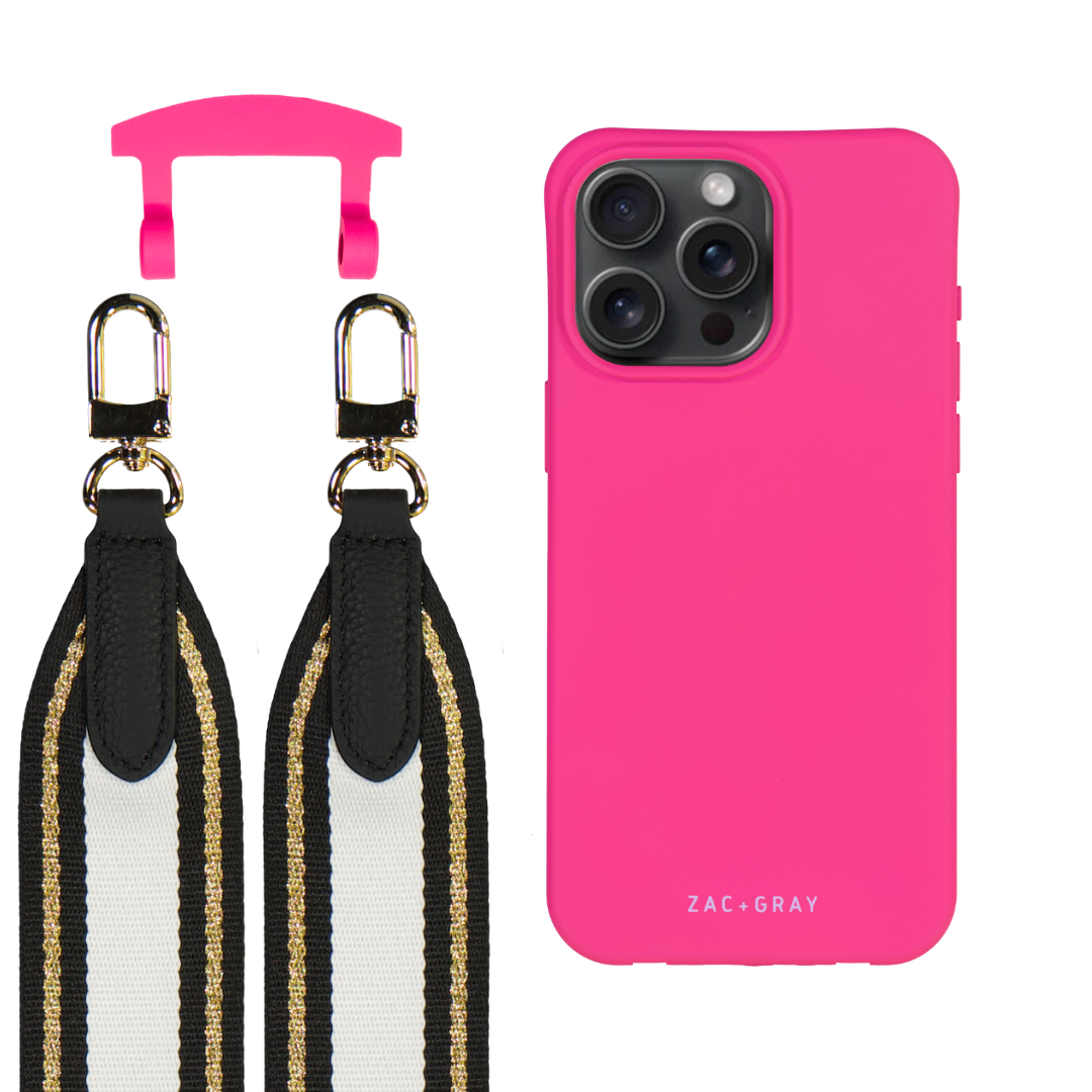 iPhone 12 Pro Max HOT PINK CASE + PATTERNED STRAP