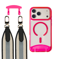 HOT PINK TRANSPARENT CASE + PATTERNED STRAP