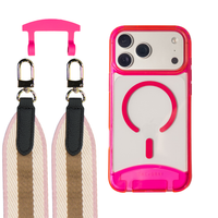 HOT PINK TRANSPARENT CASE + PATTERNED STRAP