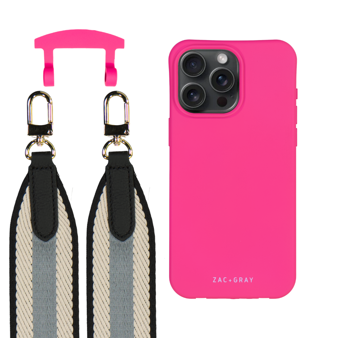 iPhone 12 Pro Max HOT PINK CASE + PATTERNED STRAP