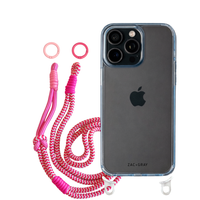 iPhone 16 Pro Max SKY BLUE TRANSPARENT CASE + KNOTTED CORD