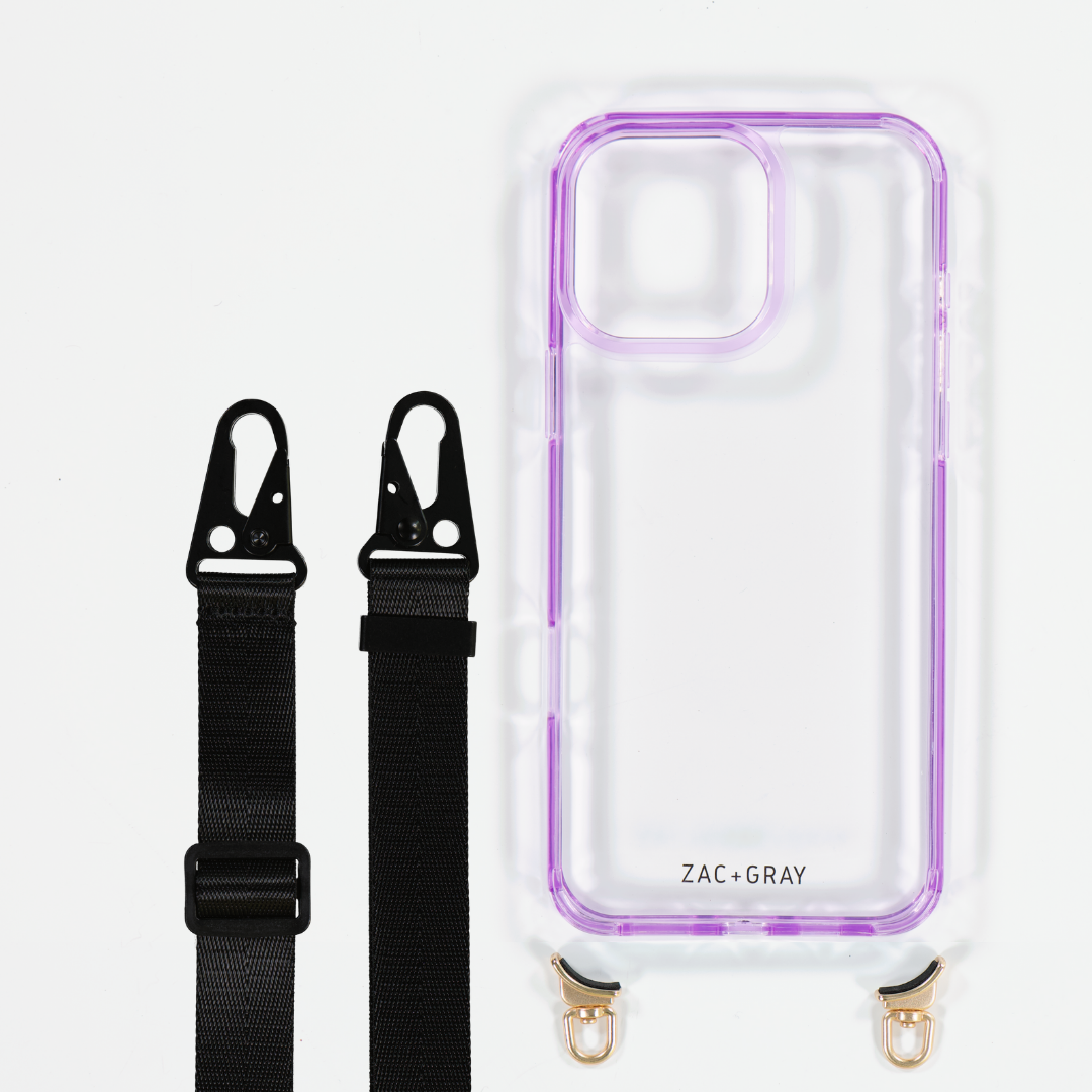 LAVENDER TRANSPARENT CASE WITH STRAP