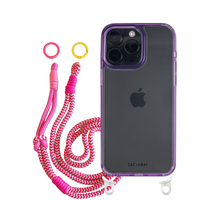 iPhone 14 Plus and 15 Plus LAVENDER TRANSPARENT CASE + KNOTTED CORD