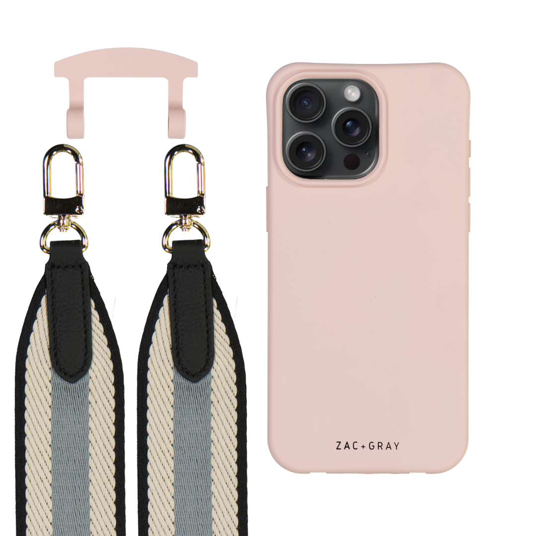 iPhone 6 / 6s / 7 / 8 / SE (2020 & 2022) ROSÉ PINK CASE + PATTERNED STRAP