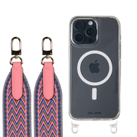 iPhone 16 Pro CRYSTAL CLEAR TRANSPARENT CASE + PATTERNED STRAP
