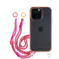 iPhone 16 Plus POWDER PINK TRANSPARENT CASE + KNOTTED CORD