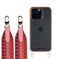 iPhone 16 Plus POWDER PINK TRANSPARENT CASE + PATTERNED STRAP