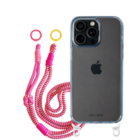 iPhone 16 Pro Max SKY BLUE TRANSPARENT CASE + KNOTTED CORD