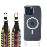 iPhone 16 Pro CRYSTAL CLEAR TRANSPARENT CASE + PATTERNED STRAP