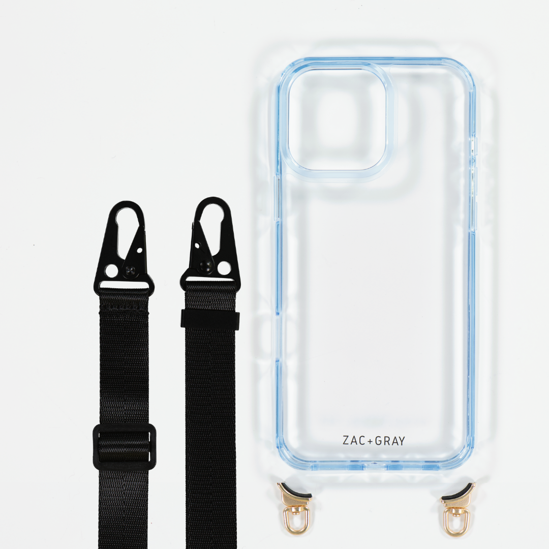 SKY BLUE TRANSPARENT CASE WITH STRAP