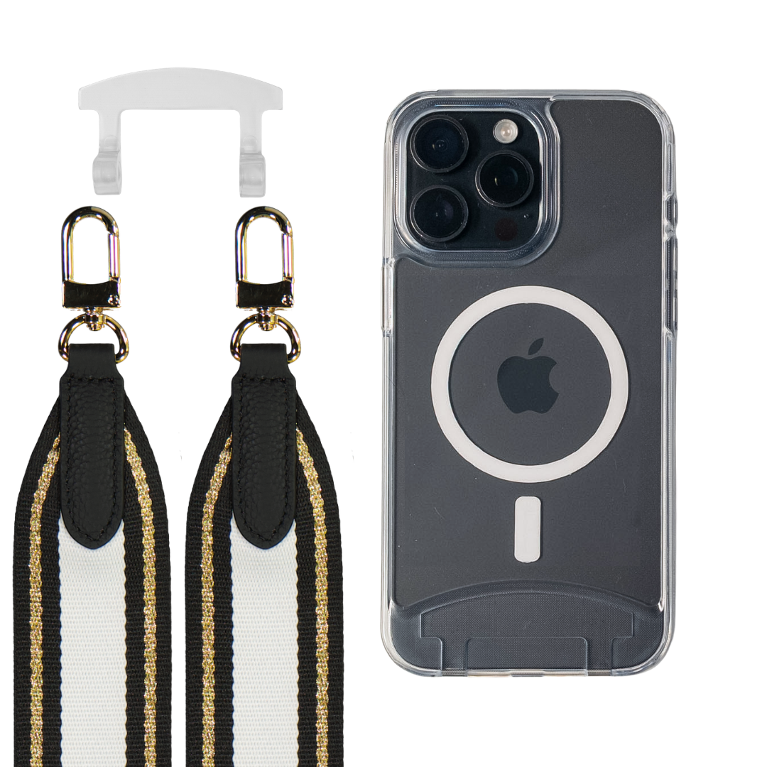 iPhone 16 Plus TRANSPARENT CASE + PATTERNED STRAP