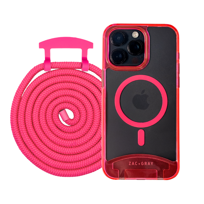 HOT PINK TRANSPARENT CASE + CORD