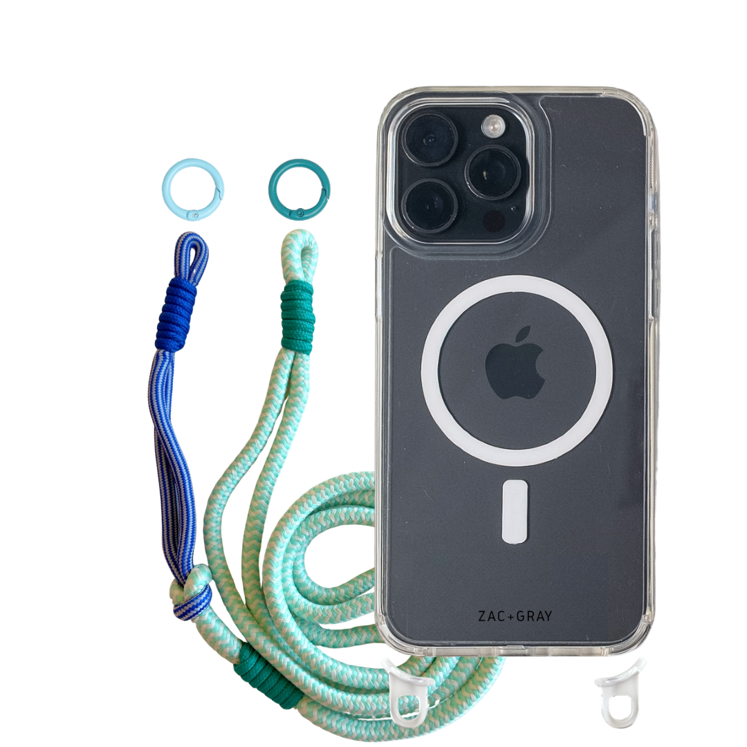 iPhone 15 Pro CRYSTAL CLEAR TRANSPARENT CASE + KNOTTED CORD