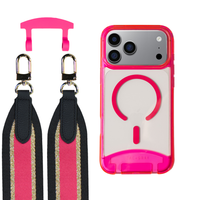 iPhone 17 Pro HOT PINK TRANSPARENT CASE + PATTERNED STRAP