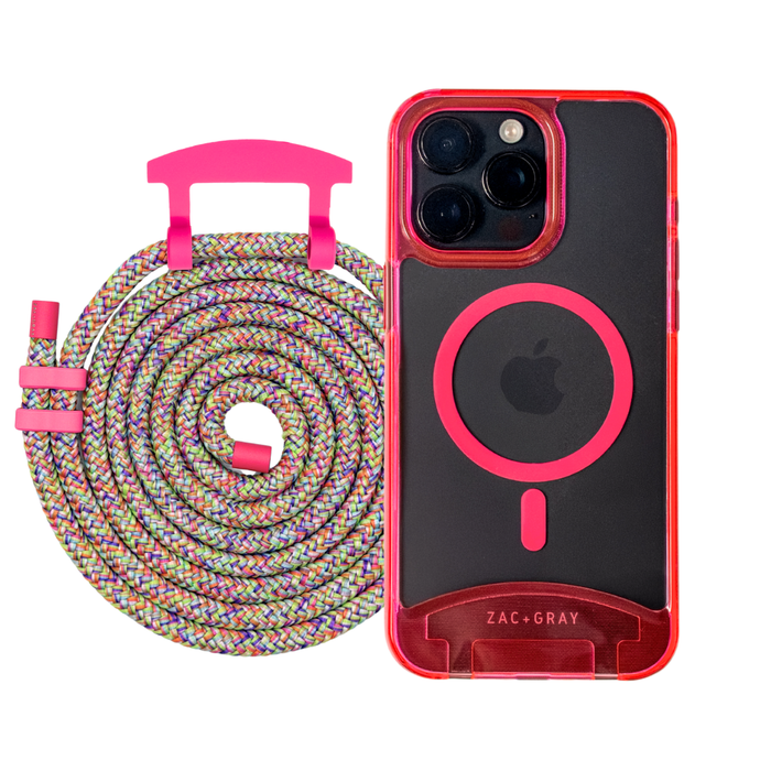 HOT PINK TRANSPARENT CASE + CORD