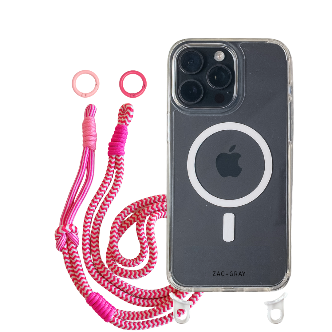 iPhone 15 Pro CRYSTAL CLEAR TRANSPARENT CASE + KNOTTED CORD