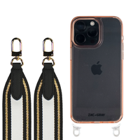 iPhone 16 Plus POWDER PINK TRANSPARENT CASE + PATTERNED STRAP