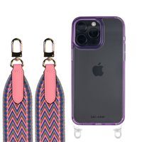 iPhone 16 LAVENDER TRANSPARENT CASE + PATTERNED STRAP