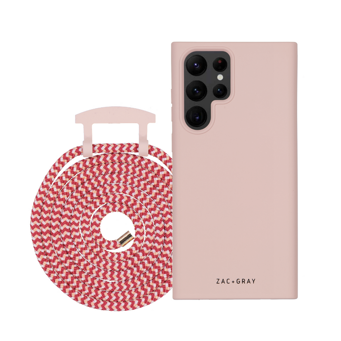 Samsung S22 Ultra ROSÉ PINK CASE + POMEGRANATE CORD