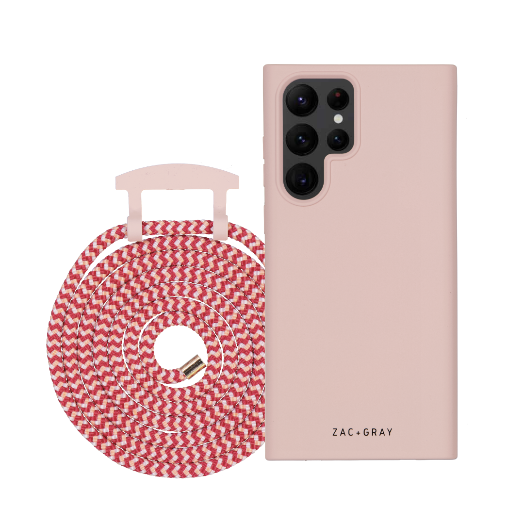 Samsung S22 Ultra ROSÉ PINK CASE + POMEGRANATE CORD