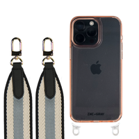 iPhone 16 Plus POWDER PINK TRANSPARENT CASE + PATTERNED STRAP