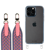iPhone 16 Pro SKY BLUE TRANSPARENT CASE + PATTERNED STRAP