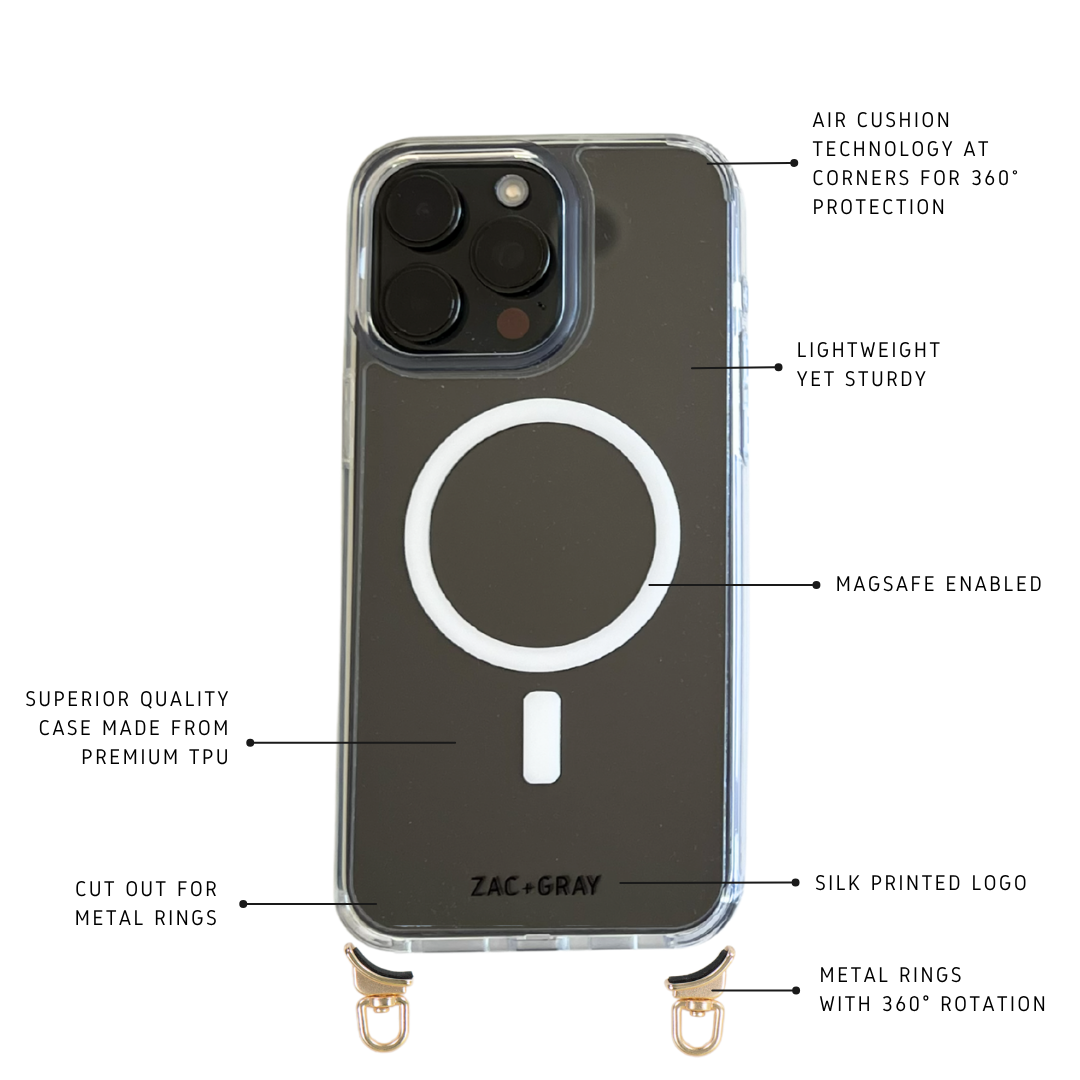 CRYSTAL CLEAR TRANSPARENT CASE WITH STRAP - MAGSAFE