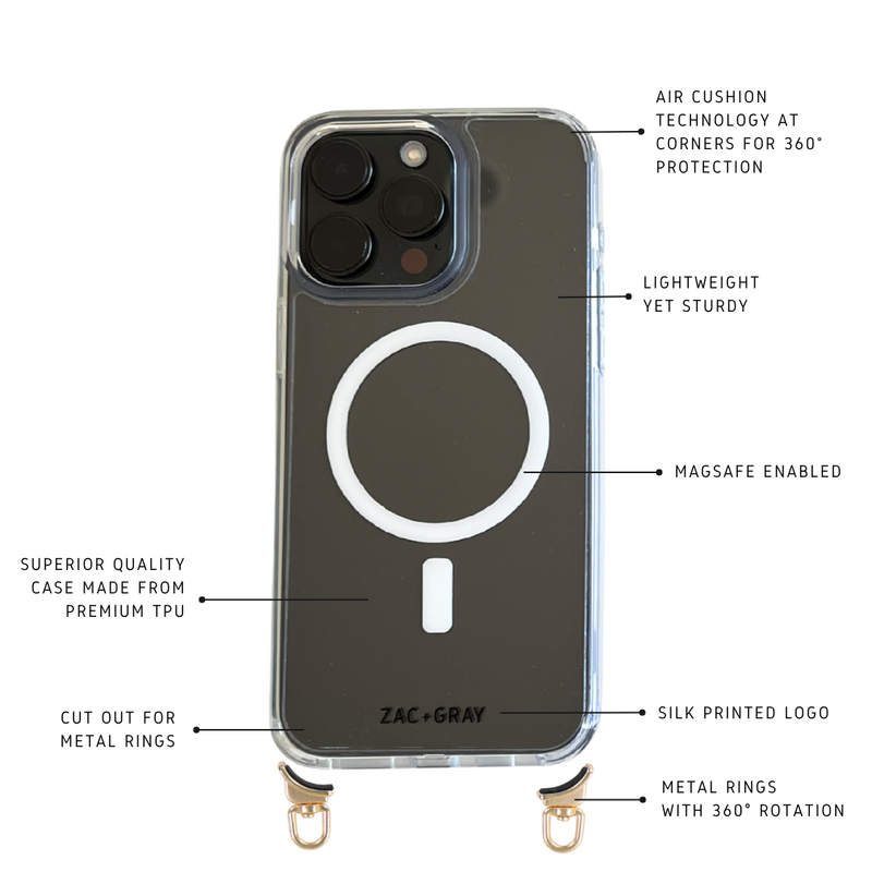 CRYSTAL CLEAR TRANSPARENT CASE WITH STRAP - MAGSAFE