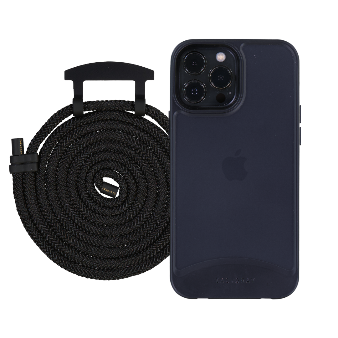 iPhone 13 Pro FROSTED MIDNIGHT BLACK CASE + CORD