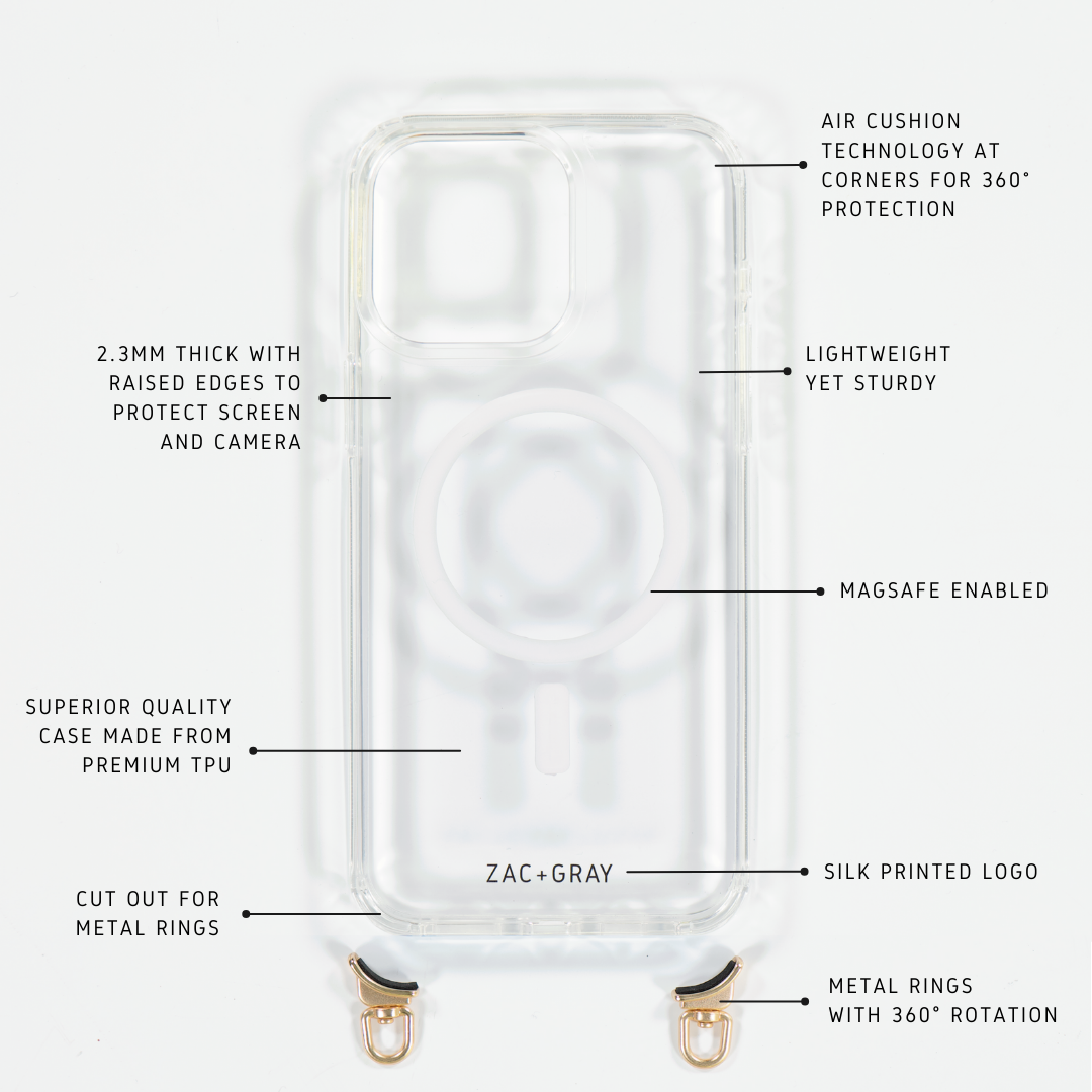 CRYSTAL CLEAR TRANSPARENT CASE WITH STRAP - MAGSAFE