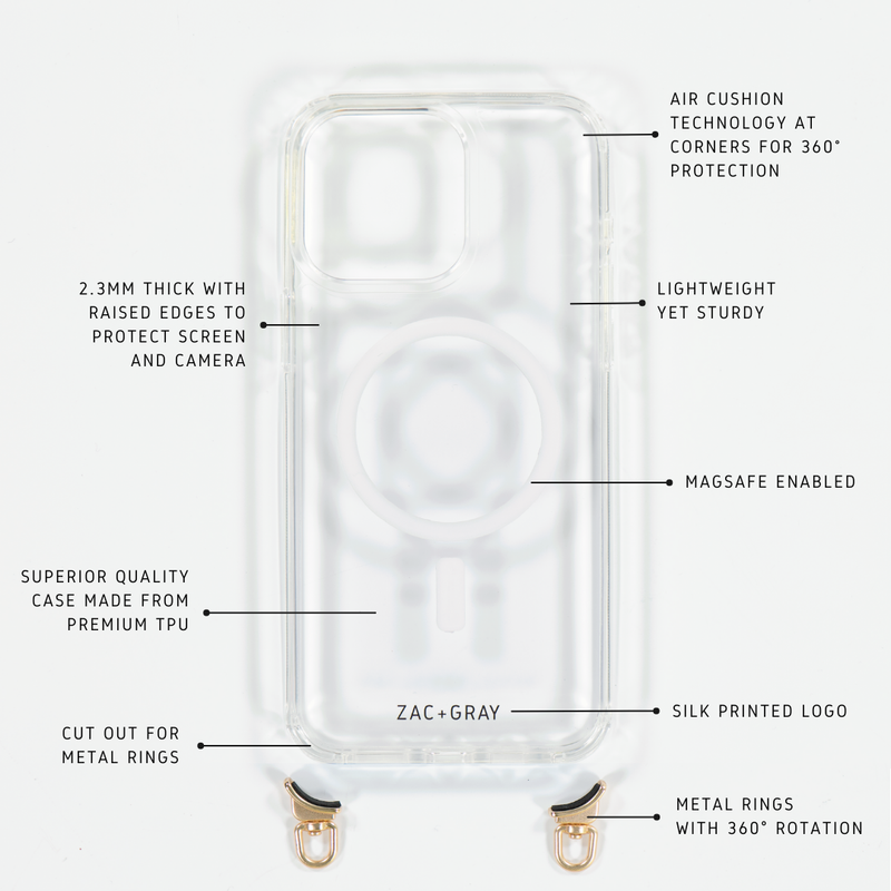 CRYSTAL CLEAR TRANSPARENT CASE WITH STRAP - MAGSAFE