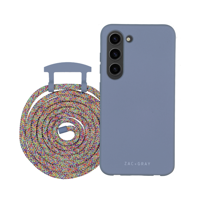 Samsung S23 Plus BLUE FOG CASE + RAINBOW CORD