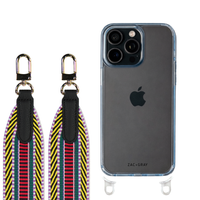 iPhone 16 Pro SKY BLUE TRANSPARENT CASE + PATTERNED STRAP