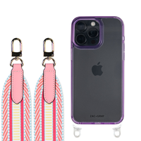 iPhone 16 LAVENDER TRANSPARENT CASE + PATTERNED STRAP