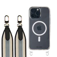 iPhone 16 Pro CRYSTAL CLEAR TRANSPARENT CASE + PATTERNED STRAP