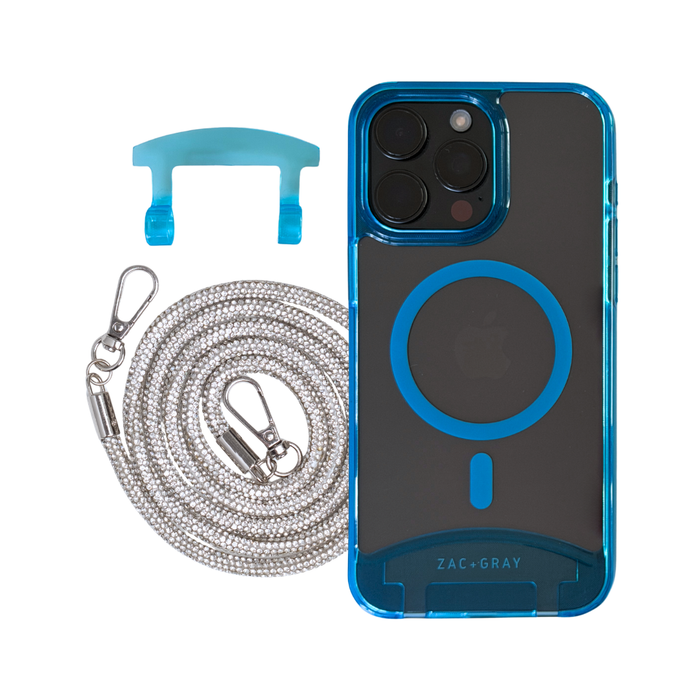 iPhone 16 Pro Max AQUAMARINE TRANSPARENT CASE + CRYSTAL CORD